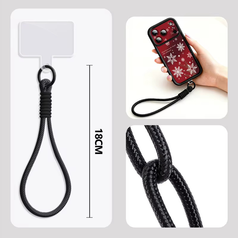 Apple iPhone Schutzhülle mit Weihnachts-Schneeflocken-Druck und weicher Handgelenkschlaufe in Rot - Bild 4