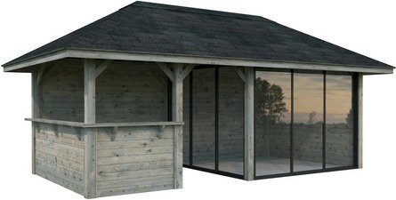 PALMAKO Pavillon Bianca Set 207 Slide aus Fichtenholz in Grau, B/H/T: 588 x 319 x 300 cm - Bild 1