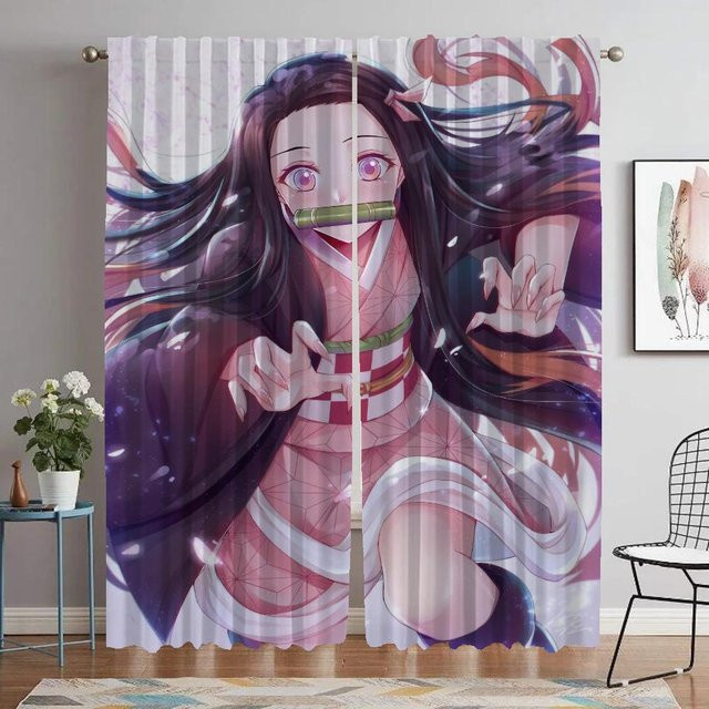 Yiran Furniture Halloween Verdunkelungsvorhänge mit Grafik-Design, 2-teilig, Mehrfarbig, B: 60 cm, H: 90 cm - Bild 1