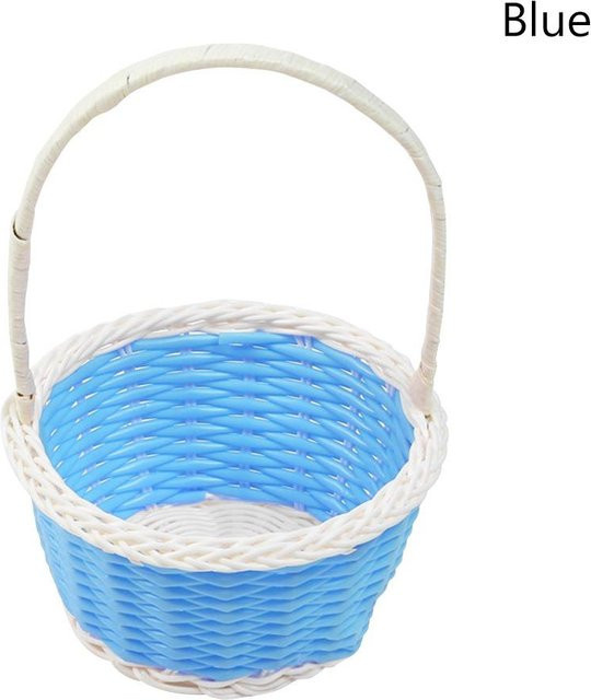 Handgefertigter Aufbewahrungskorb Yanguo36 in Blau mit Ranken- und Blumenmuster aus Kunststoff - Bild 1