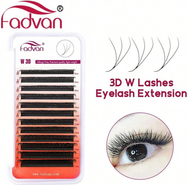 FADVAN W-Form Fächerwimpern, schwarz, 0,07 D, Einzelwimpern - Bild 1