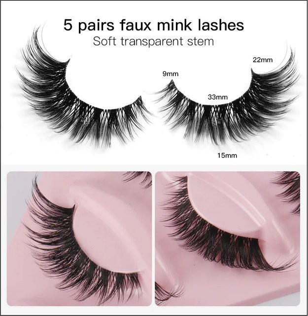 CNKESS Künstliche Wimpern Katzenaugen-Look, 5 Paar, Unisex - Bild 1
