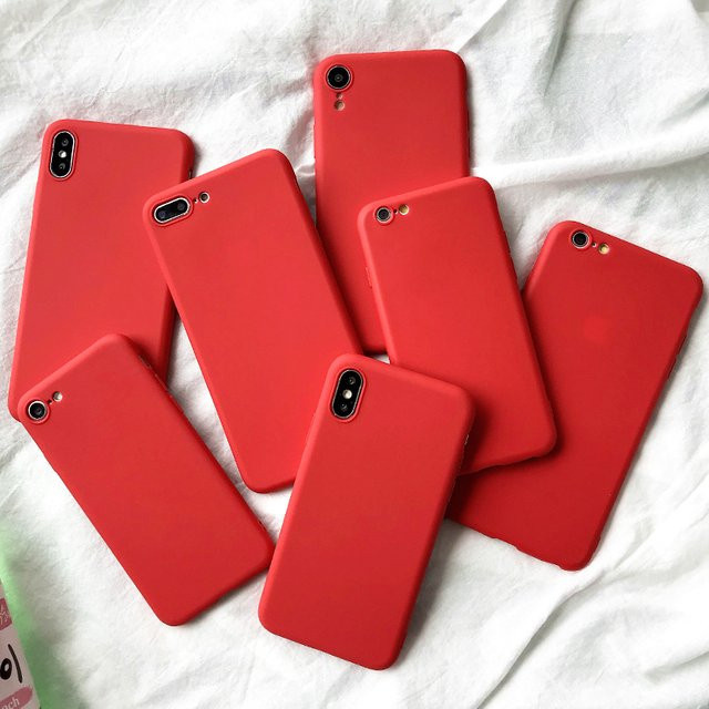 Rote Silikon Handyhülle für Apple iPhone in verschiedenen Modellen, weiche TPU-Rückseite, matt - Bild 1