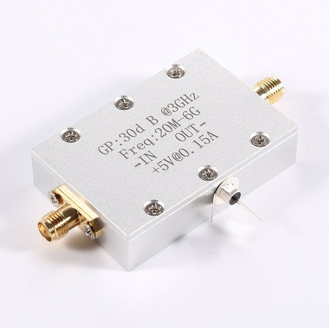 AISANRAY 20M-6G RF Breitband-Verstärkermodul, Hochleistungs-30dB-LNA, rausarmer Mikrowellenempfänger in Silber - Bild 1