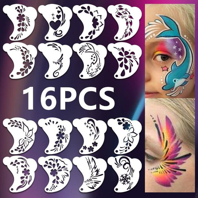 Binchi Outdoor Product Face Painting Tattoo Schablonen Set, 16 Stück, Kinder - Bild 1