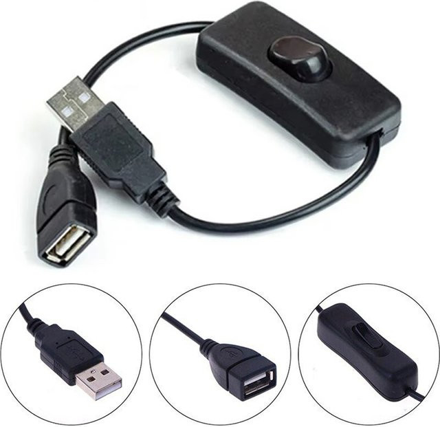 KAFNHCKA USB-A Adapter Verlängerungskabel mit Ein/Aus-Schalter für LED-Licht, Länge: 28 cm - Bild 1