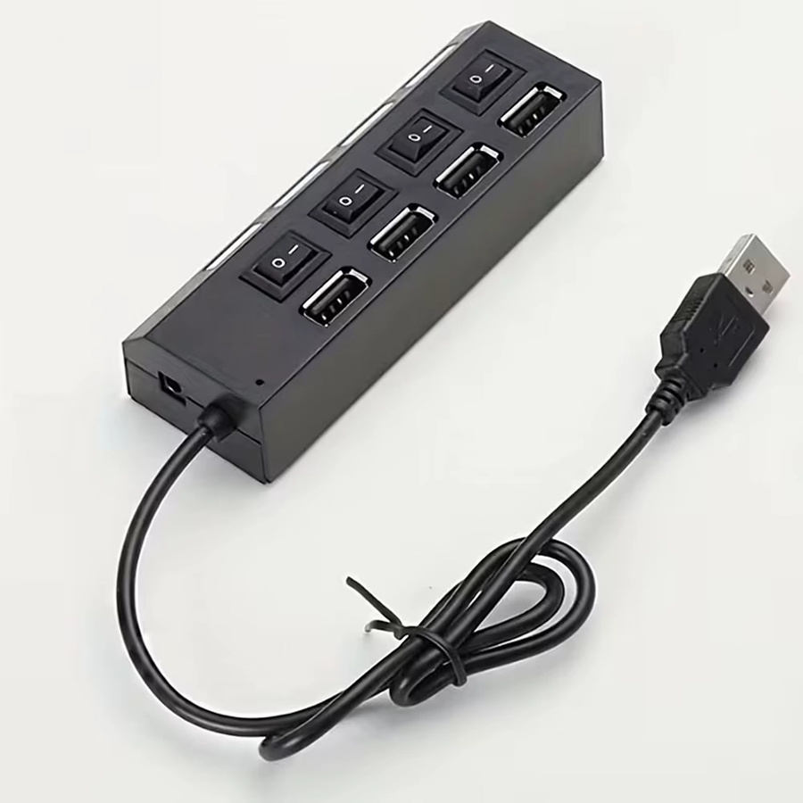 USB 2.0 4-Port-Splitter mit Anti-Burnout-Schutz und Hochgeschwindigkeits-Synchronübertragung in Schwarz für PC, Laptop und andere Geräte - Bild 3