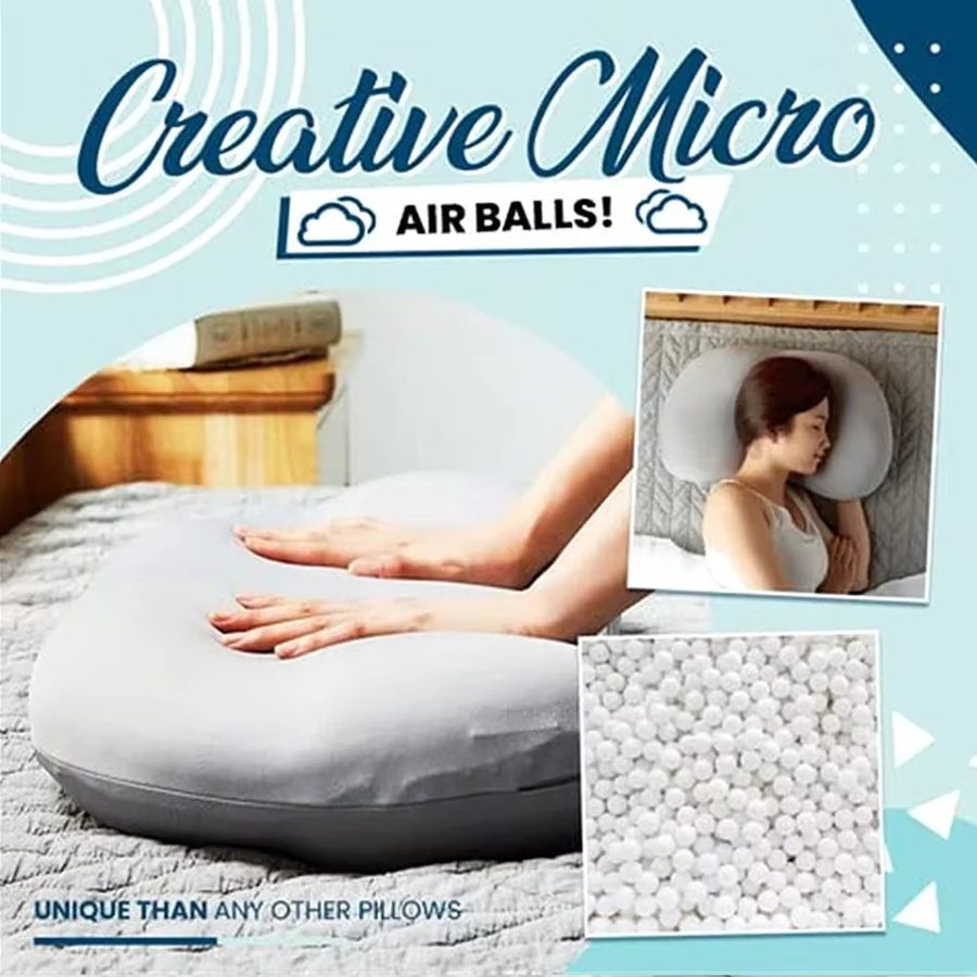 Ergonomisches STAWHO Wolkenkissen aus Memory-Schaum in eiförmiger Form, weiches 3D-Schlafkissen für Erwachsene in Grau und Weiß - Bild 5