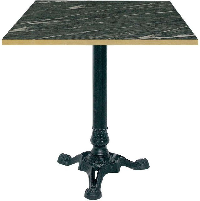 RestooTab Bistrotisch quadratisch in Dunkelgrau Marmoriert mit Messingkanten und schwarzem Gestell, B/T/H: 70 x 70 x 75 cm - Bild 1
