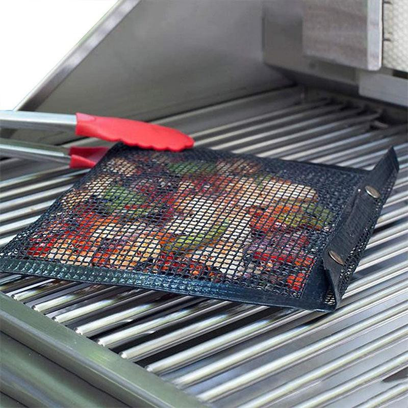 Wiederverwendbarer BBQ-Grill-Netzbeutel von Yiran Furniture aus schwarzem Teflon-Glasfaser, antihaftbeschichtet für Grillen und Backen - Bild 5