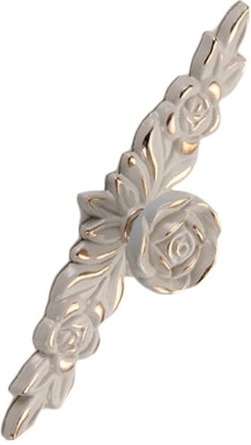 Euro Rose Schrankknöpfe Vintage 3D Blumen Schubladenziehgriffe aus Zinklegierung in Gold und Weiß für Küche, Schlafzimmer und Badezimmer - Bild 1