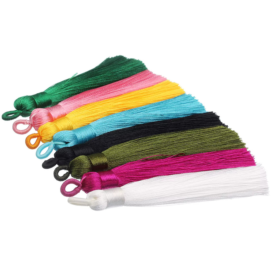 5er-Set handgemachte Quasten aus Polyester-Seide in Mehrfarbig, Größe: 9 x 1,5 cm, Zubehör für DIY-Handwerk und Schmuckherstellung - Bild 2