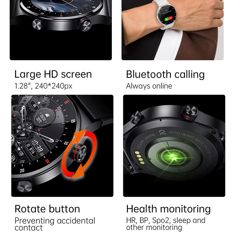 ChiBear Smartwatch, GPS, Bluetooth, NFC, Schwarz, Herren, 44 mm - Bild 3