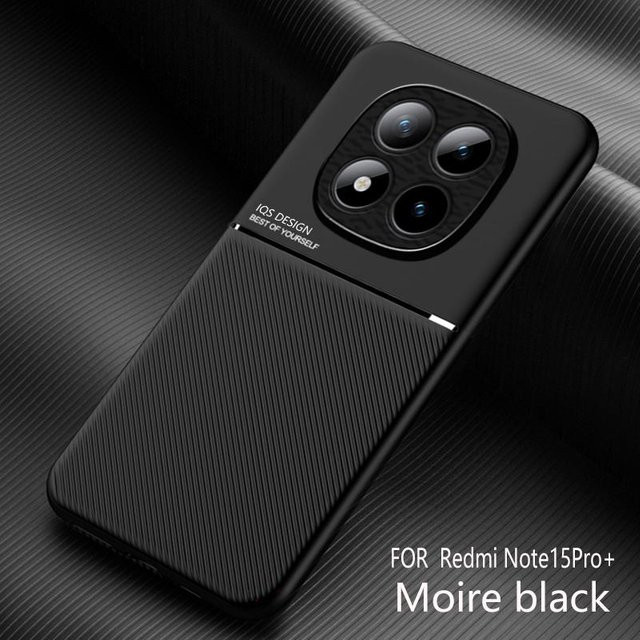 Luxuriöse weiche Leder Handyhülle mit Auto Magnethalter für Xiaomi Redmi Note 15 Pro Plus 5G, Schwarz - Bild 1