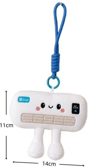 Binchi Fitness Klimaanlage Plüschtier Schlüsselanhänger, Weiß - Bild 1