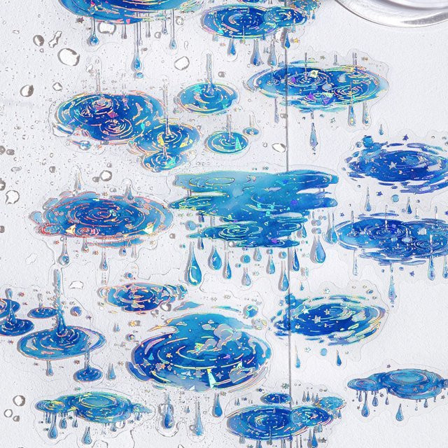Alideco Kawaii Briefpapier Aufkleber Boundless Waterspeak für Junk Journal und Scrapbooking, 20 Stück, Blau - Bild 1