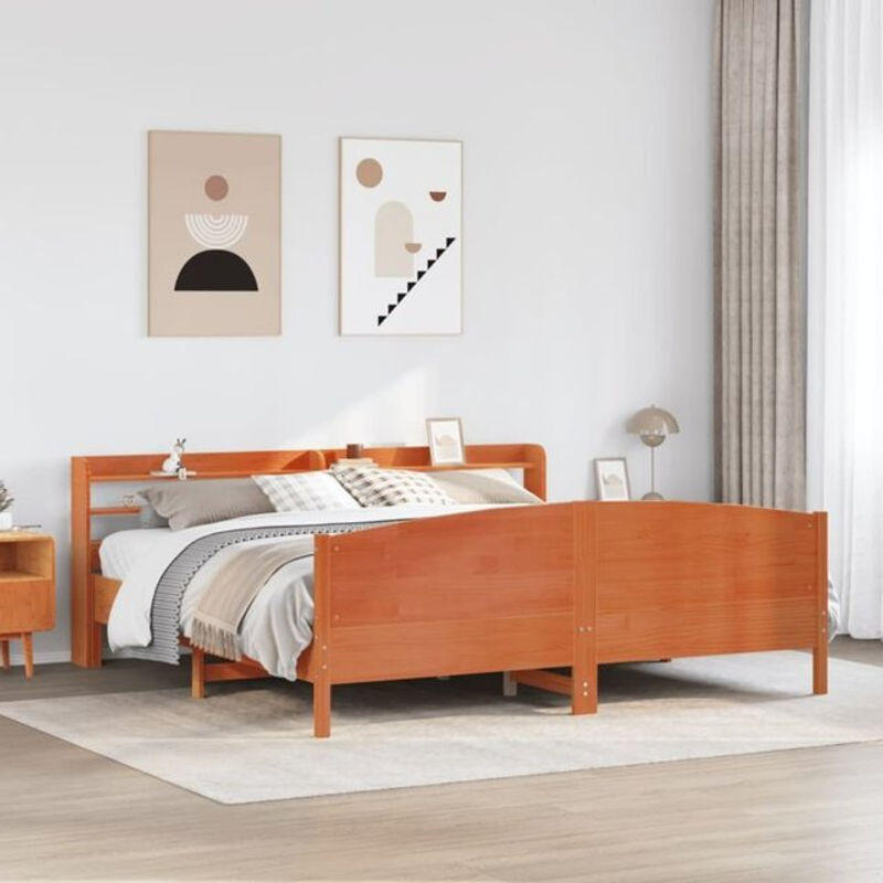Massivholzbett aus Kiefer im Landhausstil von vidaxl, Farbe Braun, B/T/H: 180 x 200 x 82 cm - Bild 1