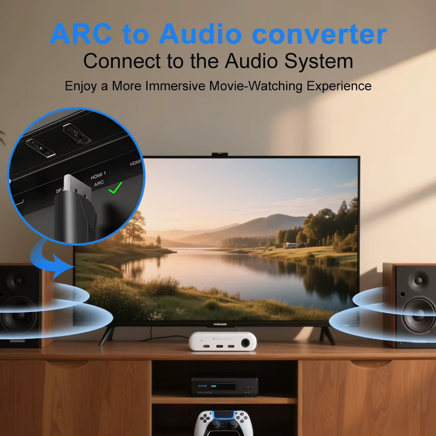 Wiistar HDMI ARC Audio-Extraktor in Schwarz mit 3,5 mm Klinke und RCA L/R für HDTV, Soundbar und Verstärker - Bild 2