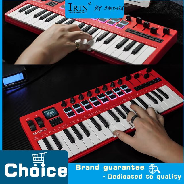 M-VAVE SMK-37 Pro MIDI-Controller in Rot mit 37 Tasten, 8 Drehreglern, 16 RGB-Pads und eingebautem Synthesizer - Bild 1