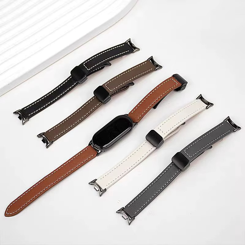 Xiaomi Armband für Mi Band 9 10 8, Silikon, Leder, braun, Damen, Vintage - Bild 4