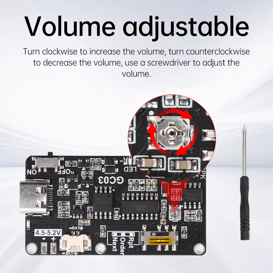 Aideepen GC03 Aufnahmekarte mit Lautsprecher und MP3-Download, Bewegungsgesteuertes Sprachmodul mit USB-C, Schwarz - Bild 4