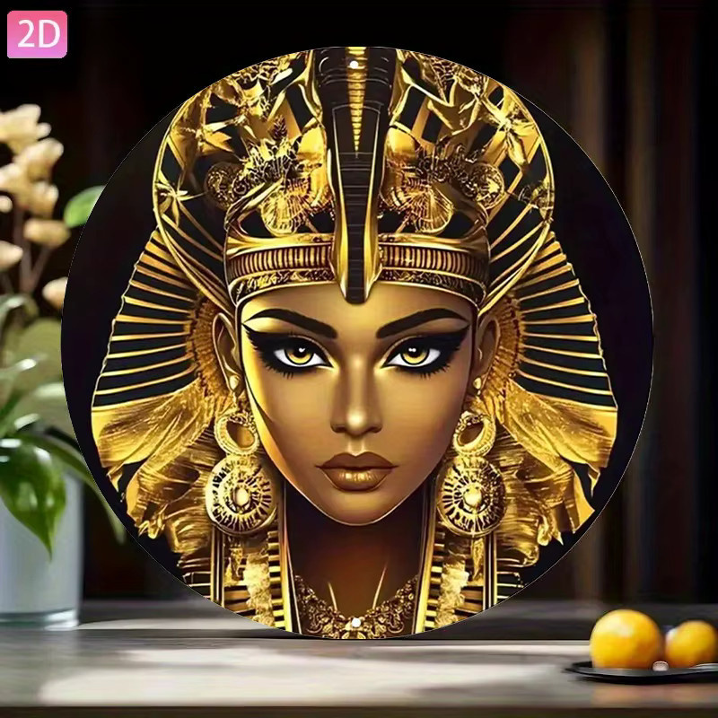 CIFBUY Vintage Ägyptische Goldene Göttin Wandplakette aus Metall, Rund, Durchmesser: 20 cm - Bild 2