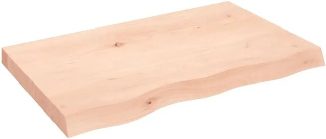 vidaXL Wandregal aus Massivholz Eiche Unbehandelt in Braun, B/T/H: 80 x 50 x 2-6 cm - Bild 1