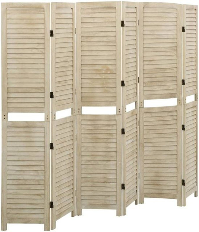 6-tlg. Raumteiler Vidaxl aus Massivholz Paulownia in Braun Natur, Retro Landhaus Stil, H x B: 210 x 165 cm - Bild 1