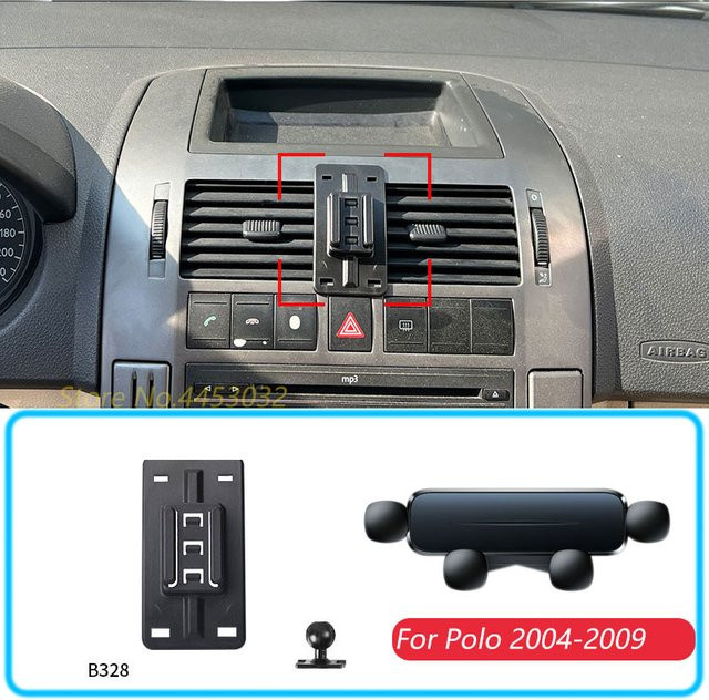 Auto Telefonhalterung für Volkswagen Polo 2004-2009 mit Schwerkraft-Mechanismus und GPS-Unterstützung in Schwarz - Bild 1