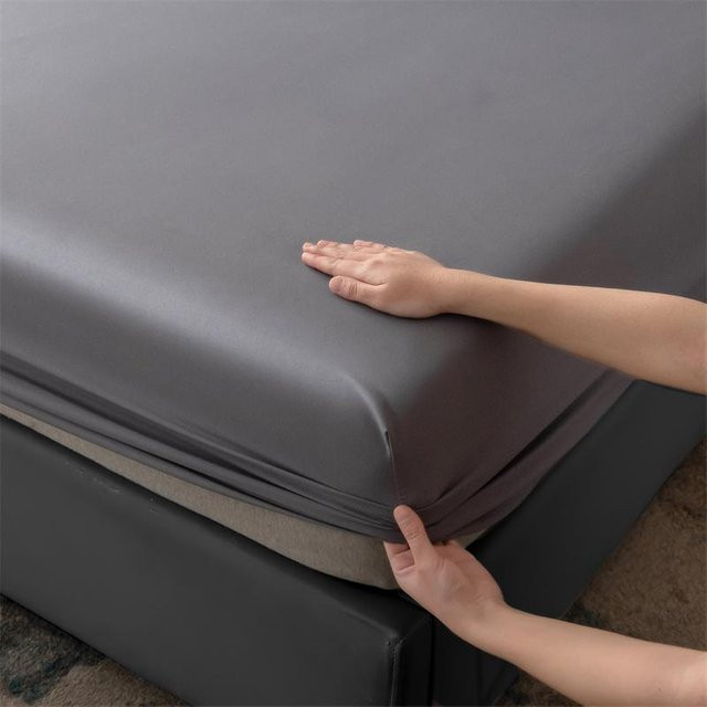 Wasserdichtes elastisches Spannbettlaken von Yiran Furniture, Sommer-Jersey, Grau, B/T/H: 90 x 200 x 15 cm - Bild 1