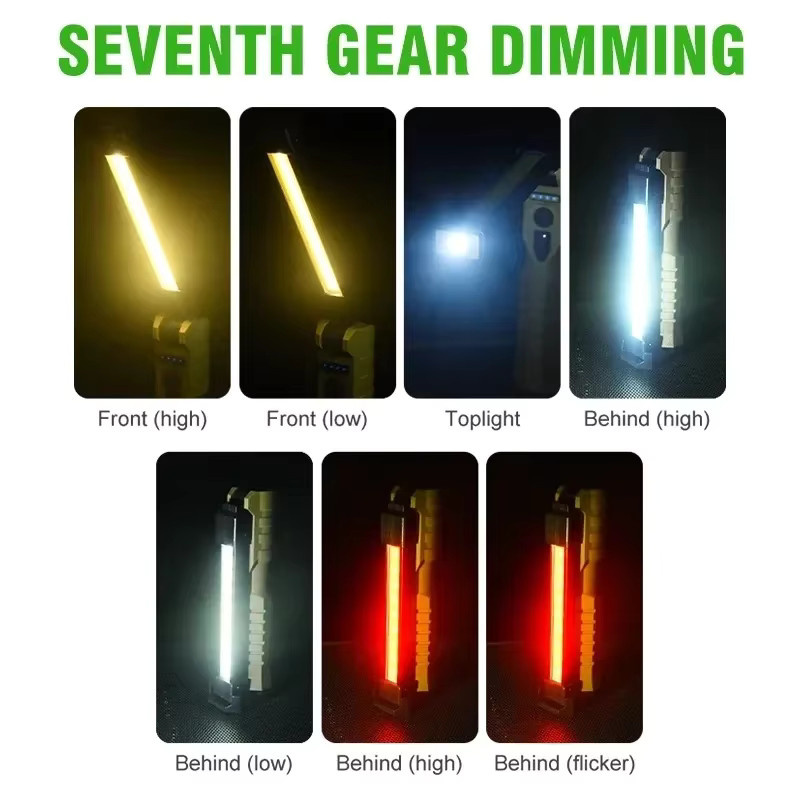 XIWANGFIRE Tragbare faltbare LED-Taschenlampe in Schwarz mit starkem Magnet, COB-Arbeitslicht und USB-Wiederaufladung als Notfall-Flutlicht und Outdoor-Camping-Laterne - Bild 4