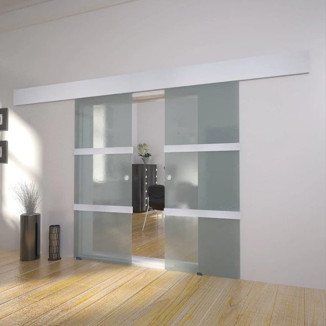 vidaXL Doppelschiebetür aus Glas in Transparent, B/H: 205,0 x 75,0 cm - Bild 2