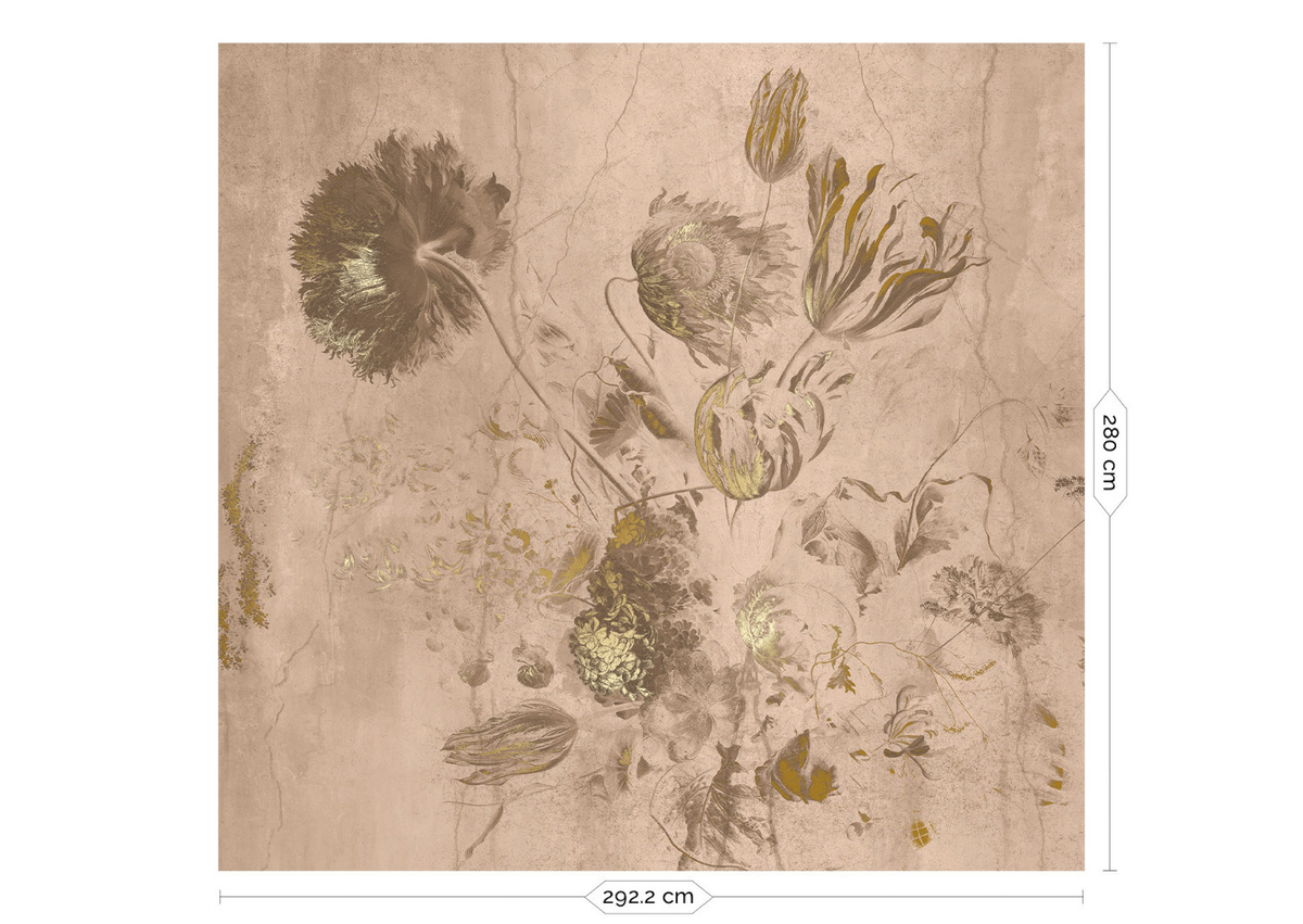 KEK Amsterdam Mural Fresco Flowers Uyterlinde Wandtattoo in Nude mit floralem Vintage-Design, Breite: 292 cm - Bild 2