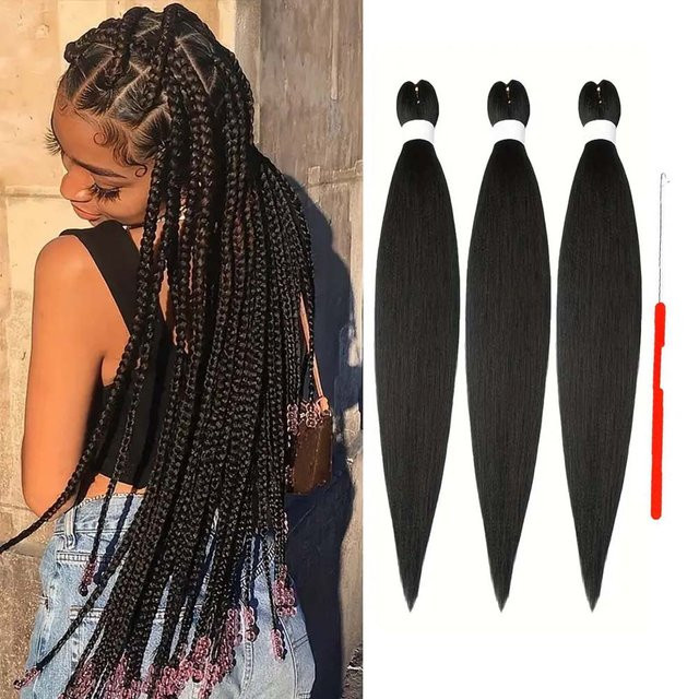 Refeeny Kanekalon Flechthaar Synthetische Haarverlängerungen, 3 Packungen, Damen - Bild 1