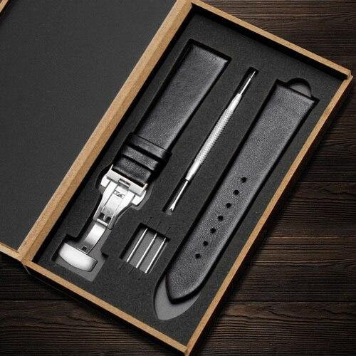 Uhrenarmband Echtleder, Schwarz, Unisex, 14 mm - Bild 1