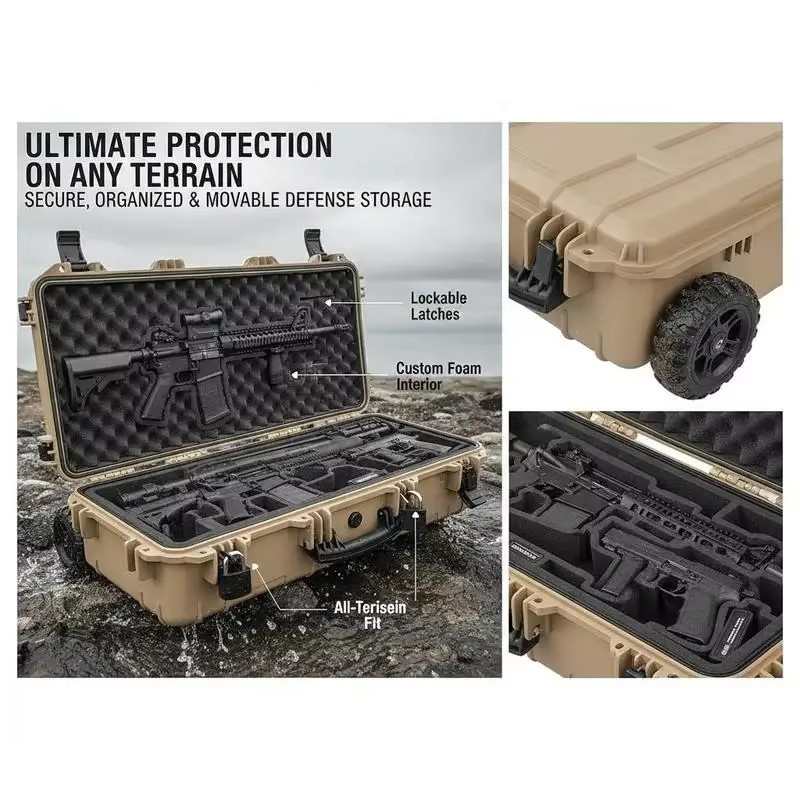 Abschließbarer Hartschalen-Gewehrkoffer mit Rollfunktion und Schaumstoffeinlagen, wasserdicht IP67, Khaki, B/T/H: 108,9 x 39,2 x 15,5 cm - Bild 2