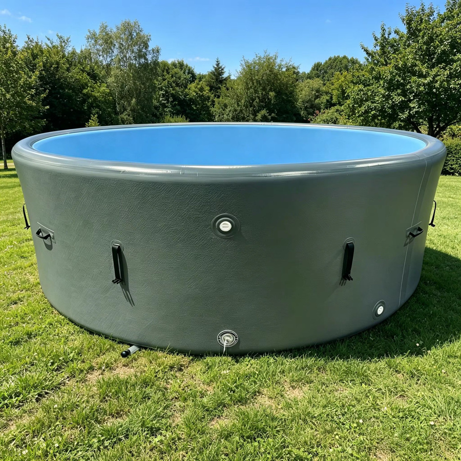 Ejia Aufblasbarer runder Gartenpool aus PVC in Grau, Durchmesser: 300 cm, Höhe: 120 cm - Bild 4
