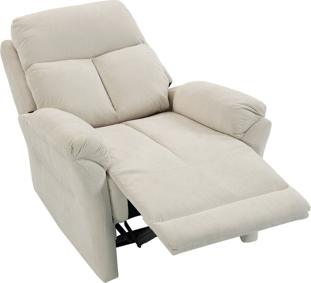 HOMCOM Relaxsessel aus Samt in Beige mit verstellbarer Fußstütze und gepolsterten Armlehnen - Bild 1