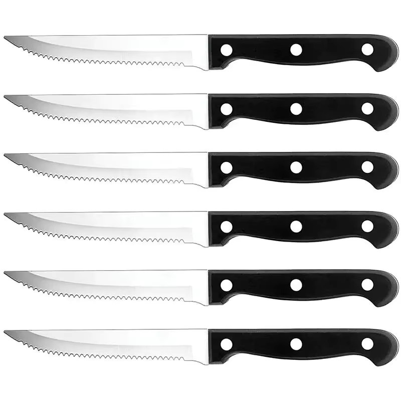 6-teiliges SHENJIU Steakmesser Set aus Edelstahl in Schwarz, scharfe gezahnte Küchenmesser, spülmaschinenfest - Bild 4