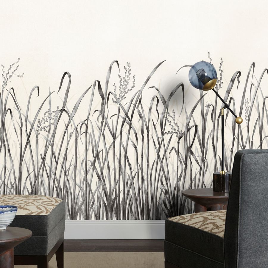 Nobilis Mural Hors-Champs Tapete mit floralem Muster in Grau - Bild 1