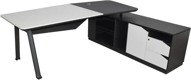 Jet-Line Chef Schreibtisch Carolina mit Sideboard weiß-anthrazit B/T/H: 220 x 180 x 75 cm - Bild 1