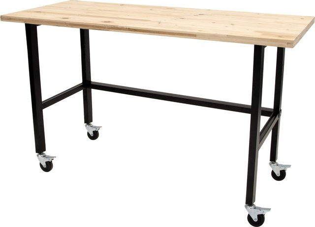 RIKTA Werkbank mit Rollen aus Holz und Stahl, Farbe: Schwarz/Mehrfarbig, B/T/H: 140 x 60 x 84 cm, Belastbarkeit: 200 kg - Bild 1