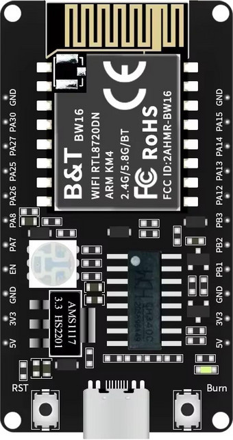 BW16 Kit RTL8720DN NodeMCU Wi-Fi Modul mit 4M Flash und serieller Schnittstelle in Schwarz - Bild 1