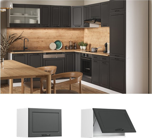 Vicco Hängeschrank R-Line Küchenschrank im Landhausstil Weiß-Anthrazit B: 60 cm, H: 40 cm, T: 31 cm - Bild 1