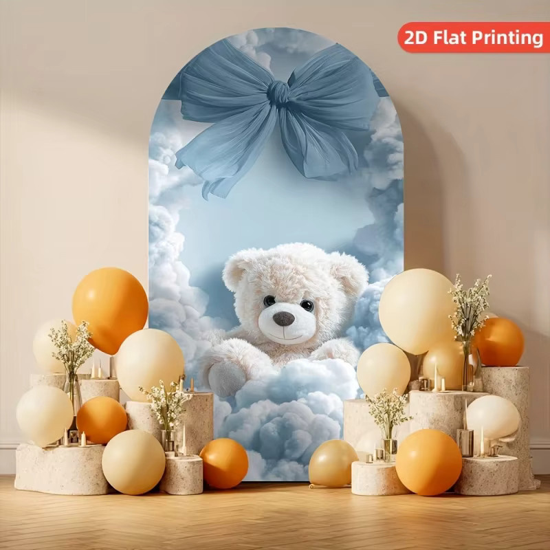 VIKAMA Blauer Teddybär mit Fliege als Wanddekoration für Kindergeburtstage und Partys, Breite: 120 cm, Höhe: 50 cm, Tiefe: 50 cm - Bild 2