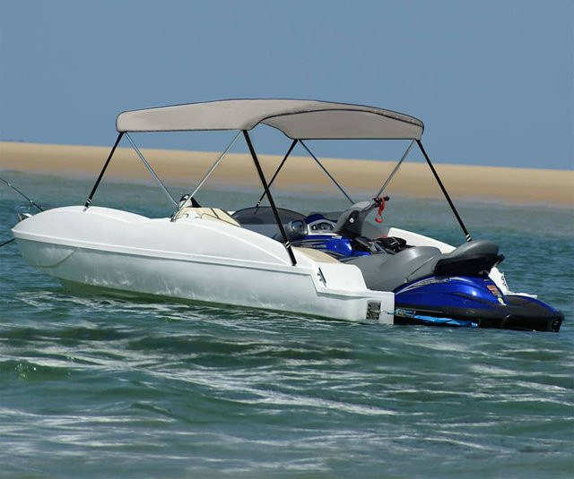 Vidaxl Bimini-Verdeck für Boote mit 2 Bögen in Grau, B/T/H: 150 x 120 x 110 cm - Bild 1