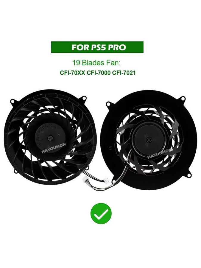 Sony Interner Kühlventilator für PlayStation 5 Pro CFI-70XX CFI-7000 CFI-7021, 19-Blatt, DC 12V 1,80A, 3-Pin-Anschluss, Schwarz - Bild 6