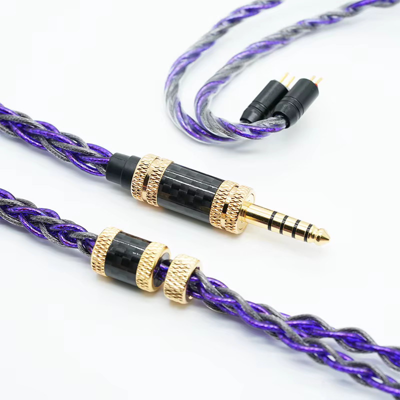 IvipQ-335 In-Ear-Monitor-Kabel als hochwertiges Mehrkern-Kopfhörer-Upgrade-Kabel in Lila mit 3,5 mm Klinke für MMCX, 2pin oder IE900 - Bild 3