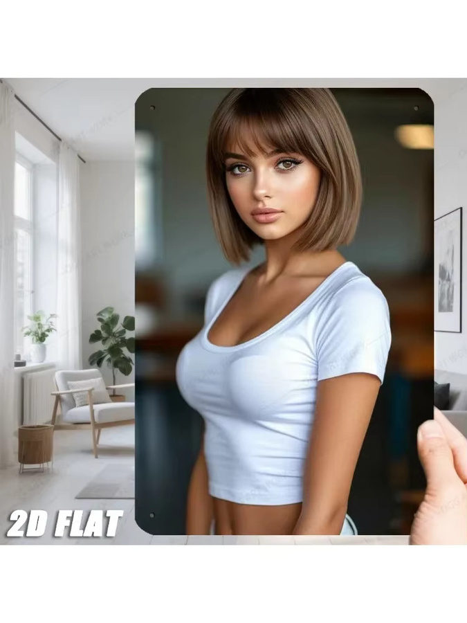 GritWear Retro Metall-Wandschild Vintage Weiß Kurzarm- und Haareisen-Grafik für Zuhause, Büro oder Garage - Bild 2