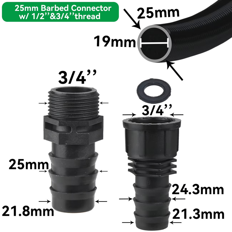 KESLA Gartenanschluss Set mit 4 Schlauchverbindern für Tropfbewässerungssysteme, Wasserhahnadapter mit 1/2'' und 3/4'' Europa-Innengewinde BSP, Durchmesser: 16mm, 20mm, 25mm - Bild 3